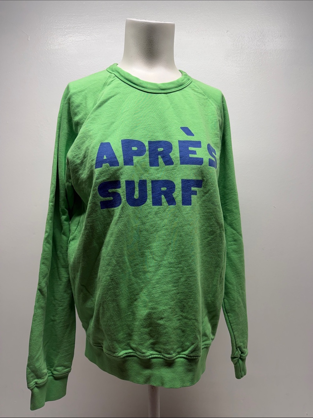 Clare V Sweatshirt Apres Ski Graphic Crew Neck Cotton Long Sleeve Green Small